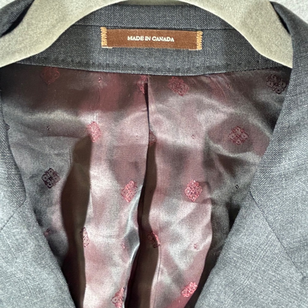 Peter Millar Mens Double Breasted Blazer Charcoal Gray Wool Peak Lapel Jacket - Picture 12 of 16
